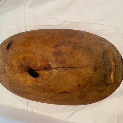 Sale Photo Thumbnail #122: Antique hand crafted wood dough bowl.