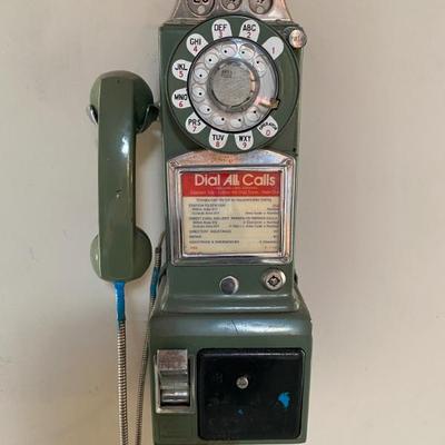Sale Photo Thumbnail #2: Vintage 1960s Mid Century Western Electric 3 coin slot Payphone.