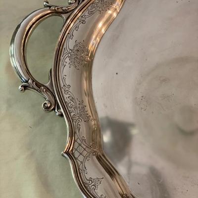 Sale Photo Thumbnail #9: Antique Gorham Sterling Silver Extra Large Heavy Tray 19" x 29" Monogram "M"