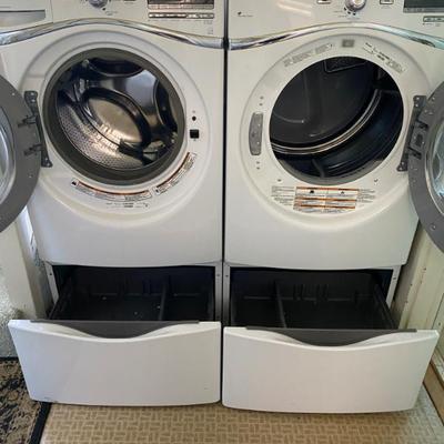 Sale Photo Thumbnail #170: Whirlpool Dryer Duet Steam WGD94HEXW1 Whirlpool Washer Duet WFW94HEXW2 Pedestals w/Drawer