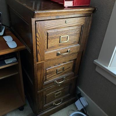 Sale Photo Thumbnail #131: 3 Drawer Oak Wood File Cabinet