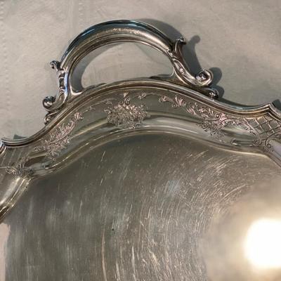 Sale Photo Thumbnail #11: Antique Gorham Sterling Silver Extra Large Heavy Tray 19" x 29" Monogram "M"