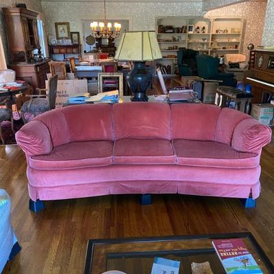Sale Photo Thumbnail #90: Vintage high-end Kindel lux crushed velvet and down feather sofa 