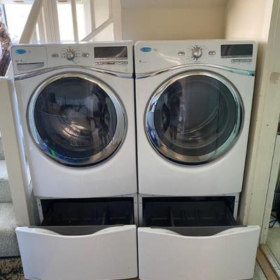 Sale Photo Thumbnail #169: Whirlpool Dryer Duet Steam WGD94HEXW1 Whirlpool Washer Duet WFW94HEXW2 Pedestals w/Drawer
