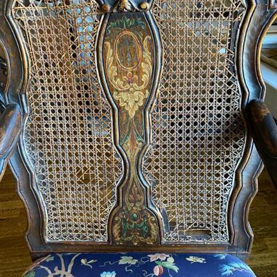 Sale Photo Thumbnail #92: Antique, ornate armchair with matching foto stool, carved back, Empire Period.