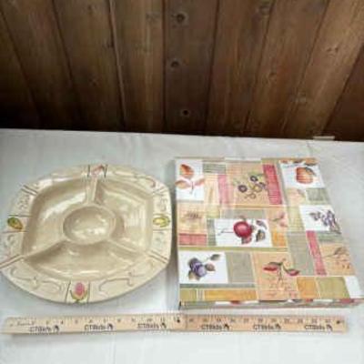 Casa Elite Dip And Crackers Porcelain Divided Plate - Perfect for Entertaining!