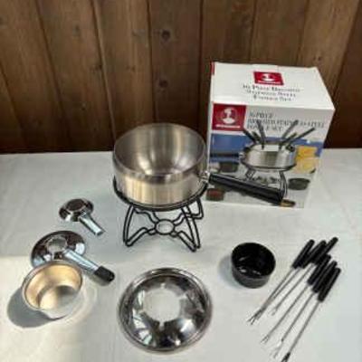 16 Piece Brushed Stainless Steel Fondue Set