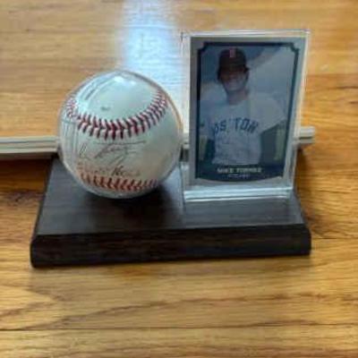 Mike Torrez Boston Red Sox Trading Card and Signed Baseball