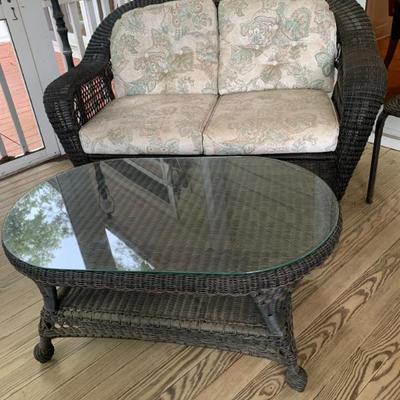 Sale Photo Thumbnail #12: $48 wicker coffee table, hardy plastic wicker