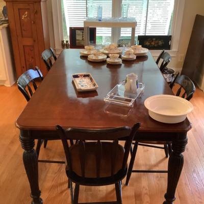 Sale Photo Thumbnail #55: $395 table & 5 Hitchcock chairs -
table 30"H 71" x 41" one 18"leaf