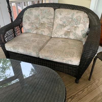 Sale Photo Thumbnail #13: $85 wicker loveset, plastic wicker loveseat 