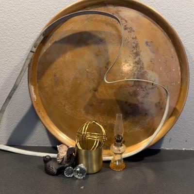 Copper Platter/Metal Heart/Decor