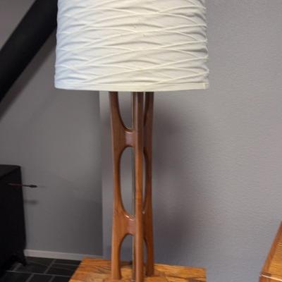 Mid-Century Sculptural Wood Lamp #1