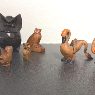 Wood Owls & Other Bird Figurines 