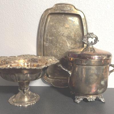 Silverplated Ice Bucket & Tray