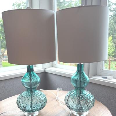 Aqua/Teal Glass Table Lamps 