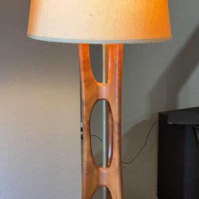 Mid-Century Sculptural Wood Lamp #2