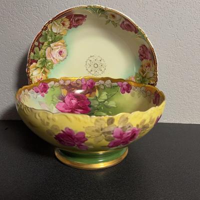 Floral Center Bowl and Large Plate-Vintage 