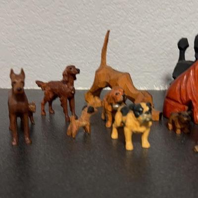 Wood Dog Figurines 
