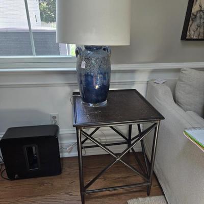 Sale Photo Thumbnail #49: $350 pair blue ceramic jar with acrylic base 28"H 