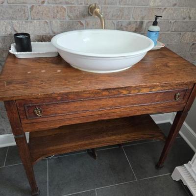 Sale Photo Thumbnail #66: $850 Victoria & Albert sink with wooden vanity 31"H 38"W 20"depth