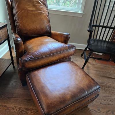 Sale Photo Thumbnail #2: $895 Our House leather chair & ottoman 38"H 30"W 35"depth