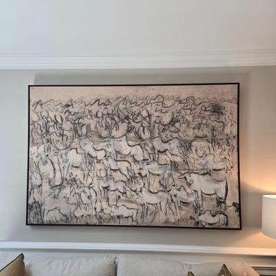Sale Photo Thumbnail #56: $425 abstract herd 49"H 74"W 