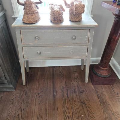 Sale Photo Thumbnail #15: $150 tongue & groove joinery 2 drawer chest, one missing ring pull 34"H 36"W bottom 31"W top 13"depth