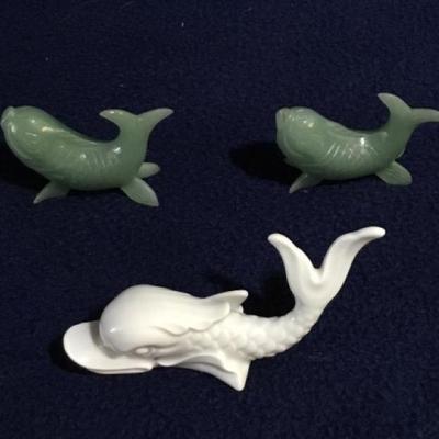 Jade Carp & Ginori Porcelain Dolphin
