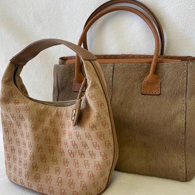 Vintage Designer Signature Tan Handbags 2pc
