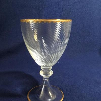 Mason Moretti Murano Stemmed Glass Swirled With Gold Rim 