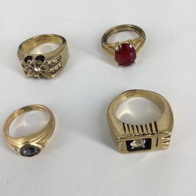 Gold Filled & Electroplate Rings, 4 Pcs