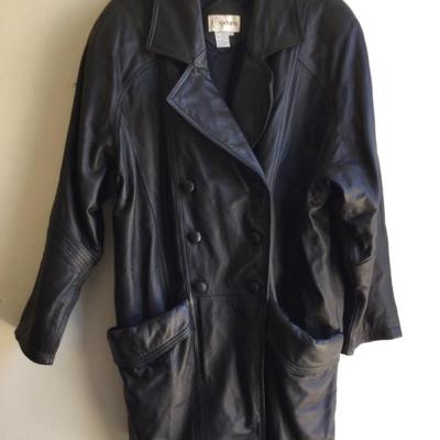 Cedars Large Black Leather Jacket Circa 1980s