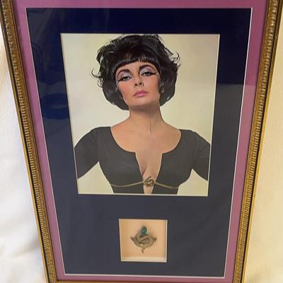 Elizabeth Taylor Cleopatra Portrait & Snake Pendant, Framed