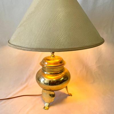 Vintage Golden Brass Footed Lamp