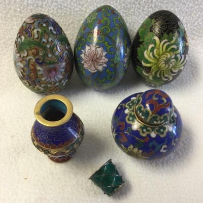 Cloisonné Eggs And Others, 6 Pcs