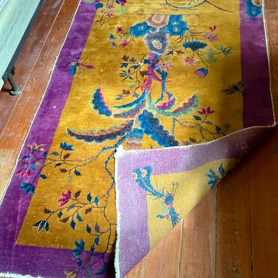 Medium size Chinese art deco rug. Tree and flowers