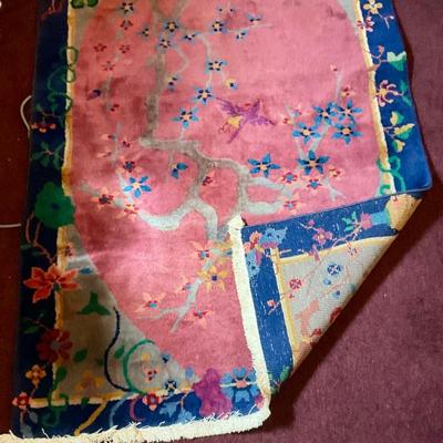 Small Chinese art deco rug.  Great condition for its age. Birds and flowers
