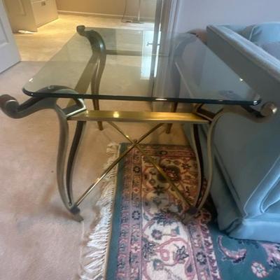 Glass & brass side table 