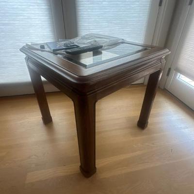 Wood & glass side table 