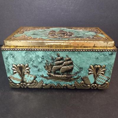Vintage Made in West Germany Bering Galleon Cigar Chest - 8¼" x 4¾" x 4½"