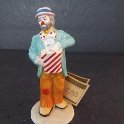 Vintage 1984 Flambro Emmett Kelly Jr. Collection "Popcorn Time" Figurine - 5¾" Tall
