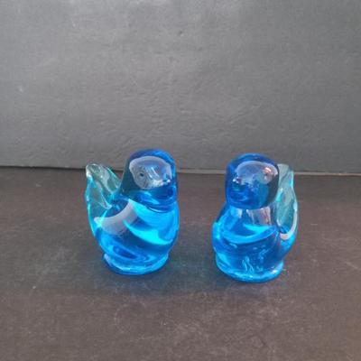Vintage 1994 Leo Ward Hand Blown "Blue Bird of Happiness" Pair Signed W. Ward 1994 - Twice the Happiness