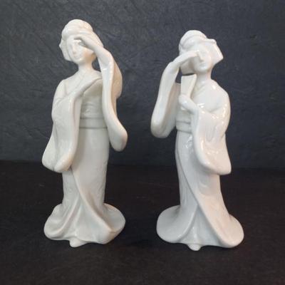 Vintage Homco Porclain Pair of Geisha Figurines #1443 - 7" Tall