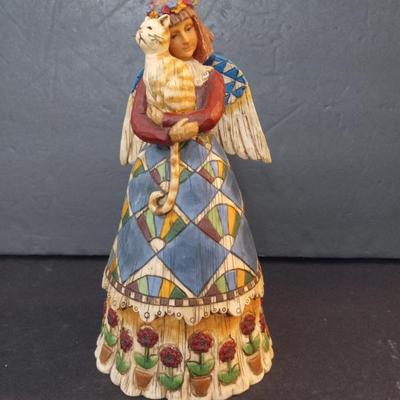 2002 Jim Shore Heartwood Creek Angel with Cat by Enesco Figurine #105170 - 8½" Tall