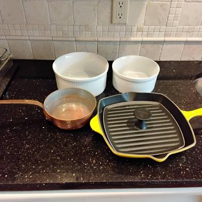 Lot Including Le Creuset Grill Pan And Dansk Souffle Dishes