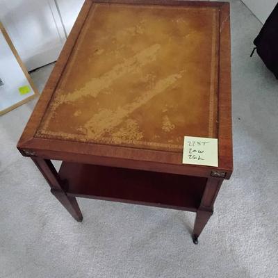 Vintage Leather Top End Table 