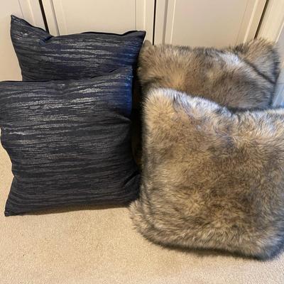 4 Throw Pillows Including Faux Fur