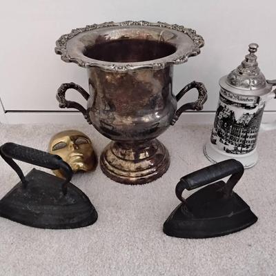 Lot Of Decor Including 2 Sad Irons