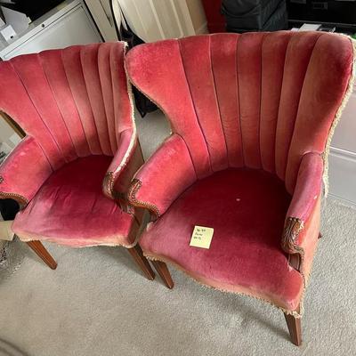 Pair Of Vintage Wing Chairs